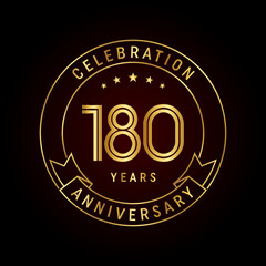 180th anniversary template design concept with golden ribbon for anniversary celebration event. Logo Vector Template