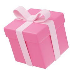 3d image render of short pink colored gift box

