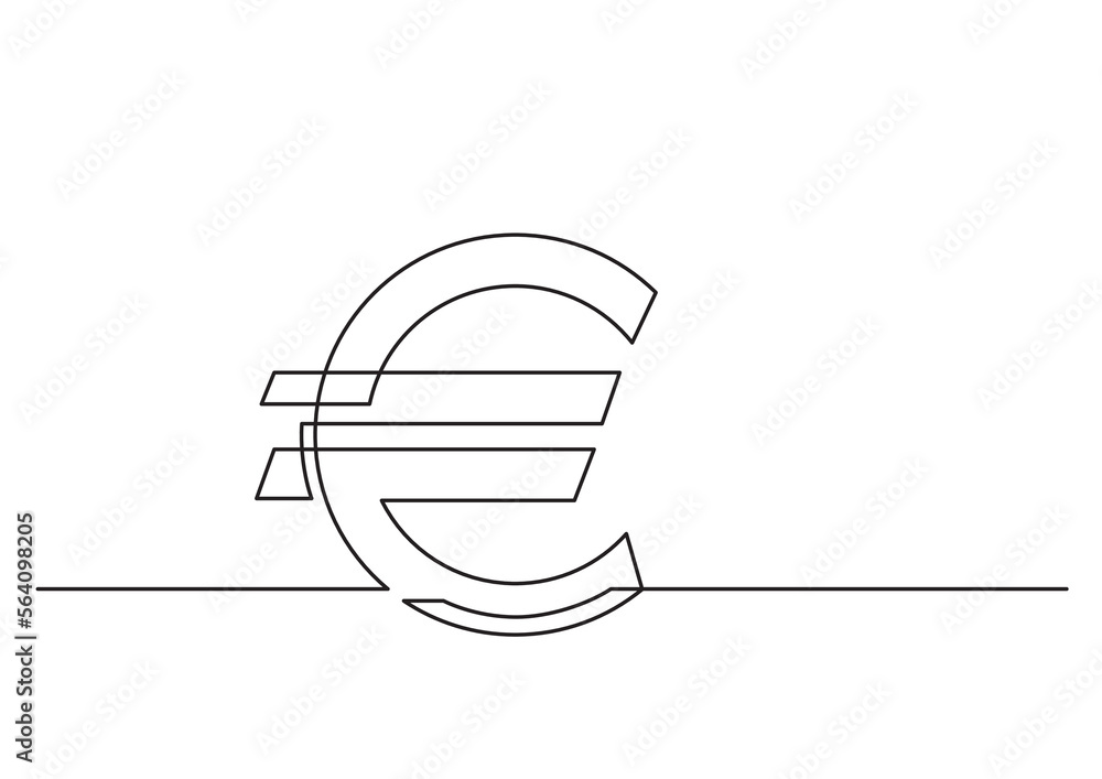 Poster continuous line drawing vector illustration with fully editable stroke of isolated vector object eur