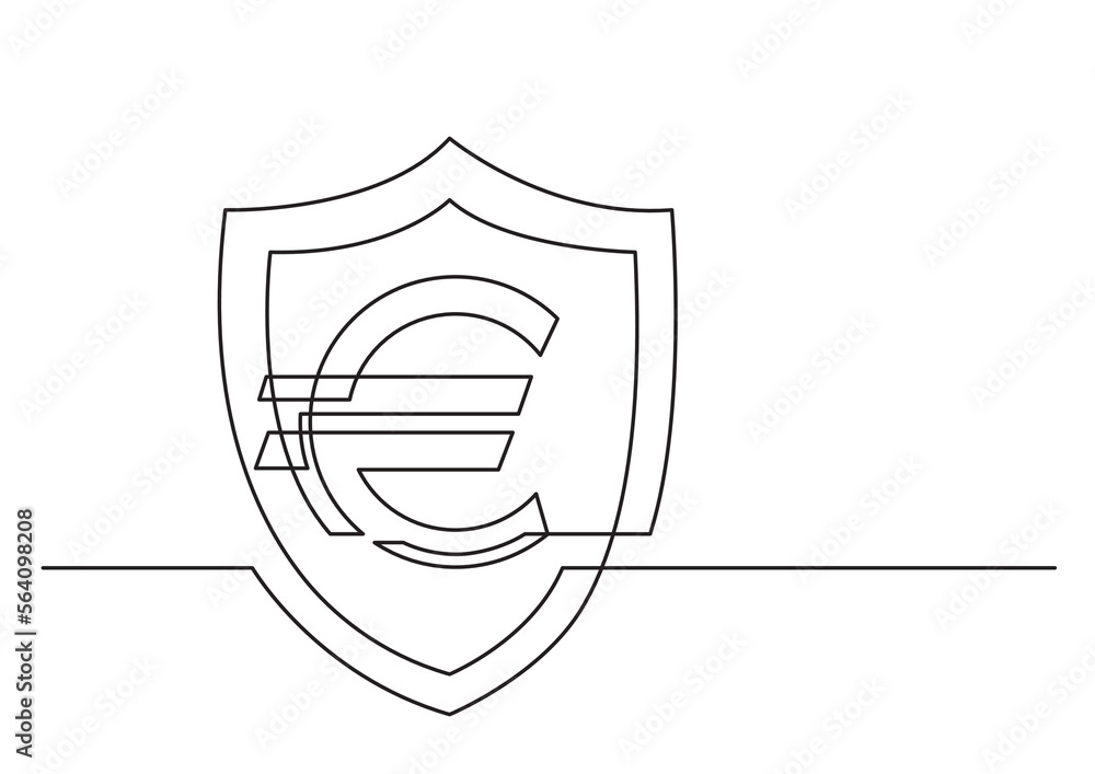 Poster continuous line drawing vector illustration with fully editable stroke of isolated vector object eur