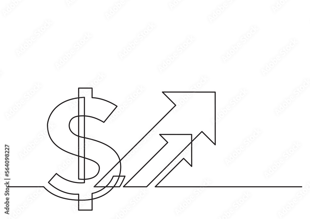 Poster continuous line drawing vector illustration with fully editable stroke of isolated vector real dolla