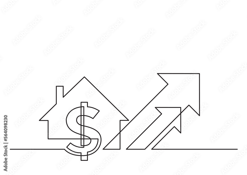 Poster continuous line drawing vector illustration with fully editable stroke of isolated vector real estat