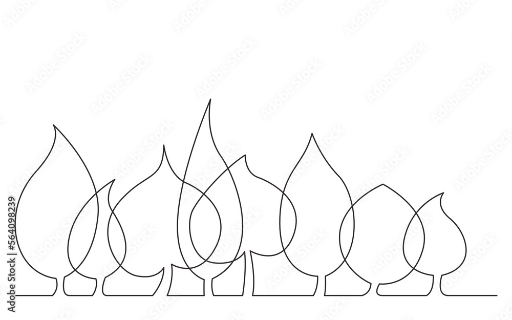 Canvas Prints continuous line drawing vector illustration with fully editable stroke of line of trees as leaves