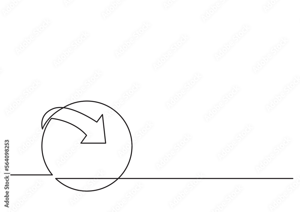 Poster continuous line drawing vector illustration with fully editable stroke of logo design globe arrow sy