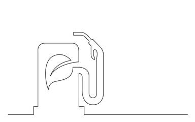 continuous line drawing vector illustration with FULLY EDITABLE STROKE of line green fuel gas pump