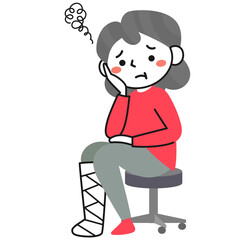 脚を骨折したシニア女性