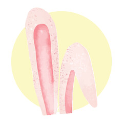 Watercolor ear rabbit kawaii isolated on white background. ear rabbit element. watercolor easter day with ear rabbit element