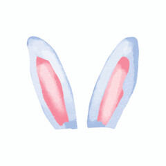Watercolor ear rabbit kawaii isolated on white background. ear rabbit element. watercolor easter day with ear rabbit element