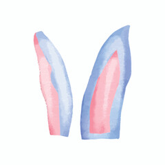 Watercolor ear rabbit kawaii isolated on white background. ear rabbit element. watercolor easter day with ear rabbit element