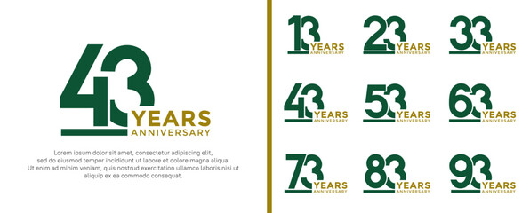 set of anniversary logo style green color on white background for celebration