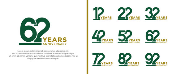 set of anniversary logo style green color on white background for celebration