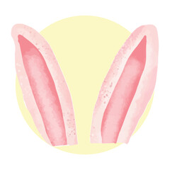 Watercolor ear rabbit kawaii isolated on white background. ear rabbit element. watercolor easter day with ear rabbit element
