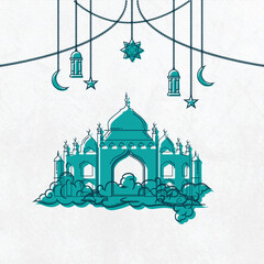 mosque banner icon vector design
