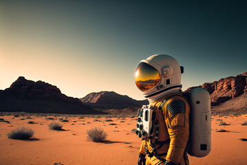 Obraz na płótnie Canvas Astronaut on another planet. Generative AI