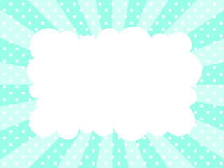 サンバーストとドットの背景にもこもこの吹き出しフレームのイラスト
