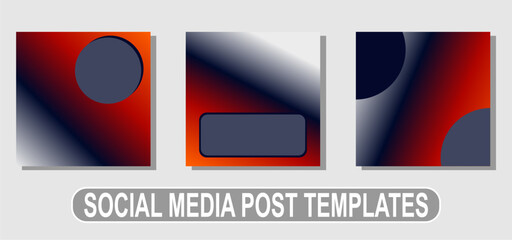 Social media post templates gradient gray blue red vector design