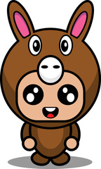 Naklejka na ściany i meble cartoon character vector illustration of cute kangoroo animal mascot costume