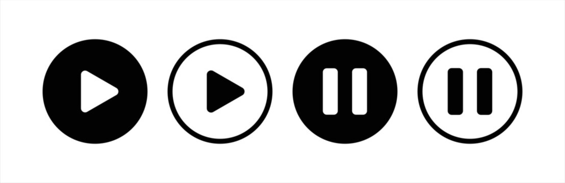 Media player icon. Music player icon. Media player icon PNG. Play and pause buttons sign. Play and pause buttons symbol. Vector illustration.