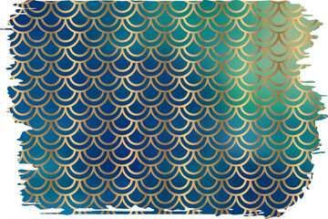 Brush background with dark green gradient mermaid scales pattern