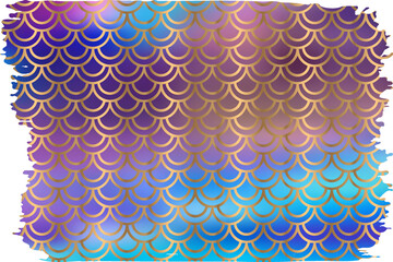 Brush background with gradient colorful mermaid scales pattern