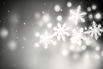 Fototapeta premium bokeh snowflakes on white background, Generative AI