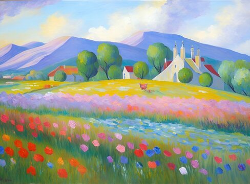 Spring landscape with flowers © George Fontana