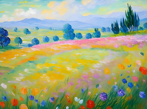 Spring landscape with flowers © George Fontana