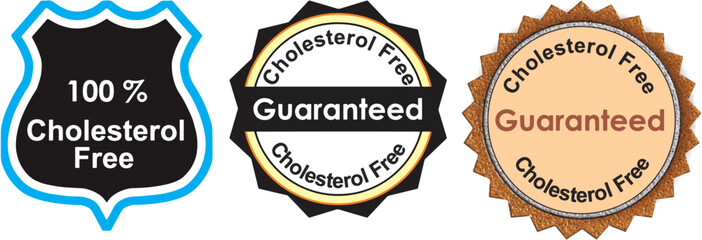 Set of Cholesterol free logo templates, badge, stamp for product packing. Editable vector illustrations. eps 10.