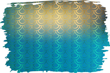 Brush background with mermaid scales pattern gradient blue color
