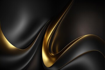 Wellenform Hintergrund Motiv für Druck und Design in Schwarz Gold, ai generativ