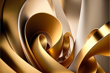 Wellenform Hintergrund Motiv für Druck und Design in Creme Gold, ai generativ