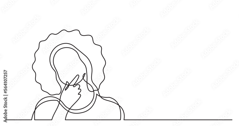 Poster continuous line drawing vector illustration with fully editable stroke of afro hairstyle woman think