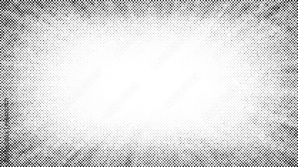 Poster halftone radial texture. comic style grain background. pop art faded textured frame. grunge speckle 