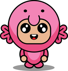 cartoon character vector illustration of cute blob fish animal mascot costume