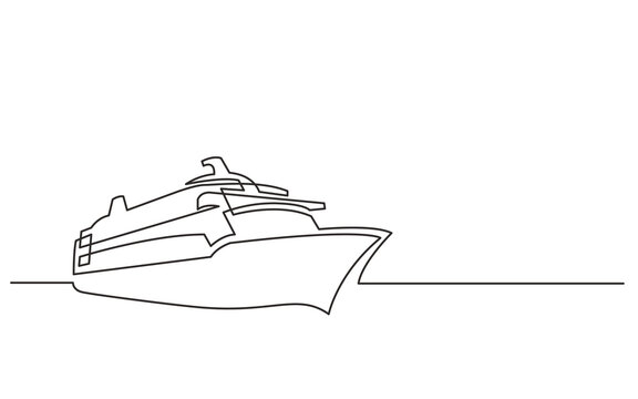 continuous line drawing vector illustration with FULLY EDITABLE STROKE of cruise ship
