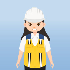 Architect, technician and builders and engineers and mechanics and Construction Worker People teamwork ,Vector illustration cartoon character. Engineer with white safety helmet in construction site.