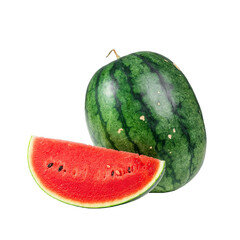 Watermelon cut slice isolated on white background. with clipping path, focus stacking