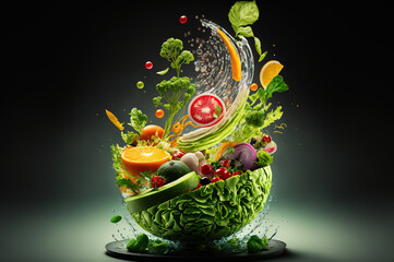 Fototapeta na wymiar A creative shot of fresh and crisp salad. Generative AI