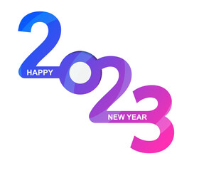 Abstract happy New Year 2023 logo text design. Cover of business. Brochure design template, card, banner.