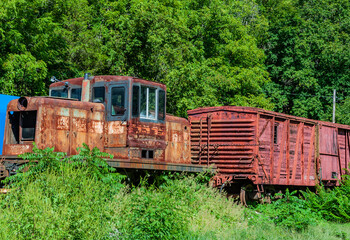 Fototapeta na wymiar Abandoned Train in the Woods, Muddy Creek Forks, PA USA, Airville, Pennsylvania