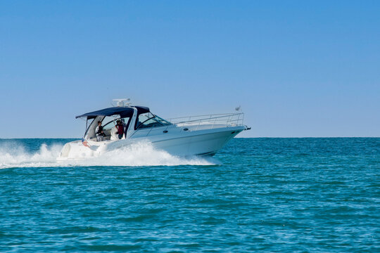 Fun by speedboat on Lake Michigan.