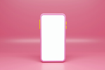 blank pink phone in 3d rendering design.