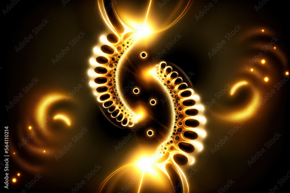 Wall mural golden spiral abstract background. created with generative ai technology