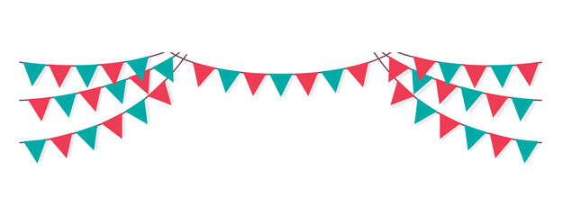 Obraz premium Bunting garland (pennant flags) decoration illustration / png, no background