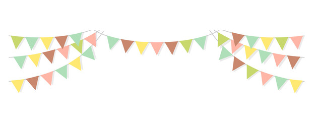 Bunting garland (pennant flags) decoration illustration	
 / png, no background - obrazy, fototapety, plakaty