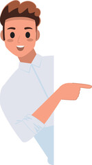 A man character pointing his finger in different directions set , A business man wearing white shirt with points at something. png illustration