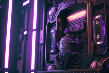 Futuristic sci-fi cyber purple background. Generative AI