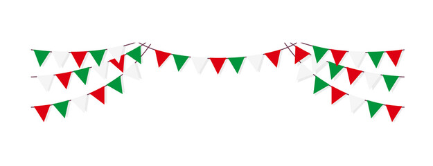 Obraz premium Bunting garland (pennant flags) decoration illustration | Italian flag / png, no background