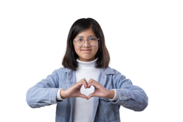 Mexican young girl making heart with hands, self love, women's rights, international women's day