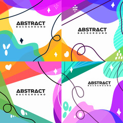 Set of Abstract backgrounds. Various colorful shapes, lines, curves. isolated square Poster templates. Card, poster design. Wall art decor. Hand drawn modern Vector illustrations